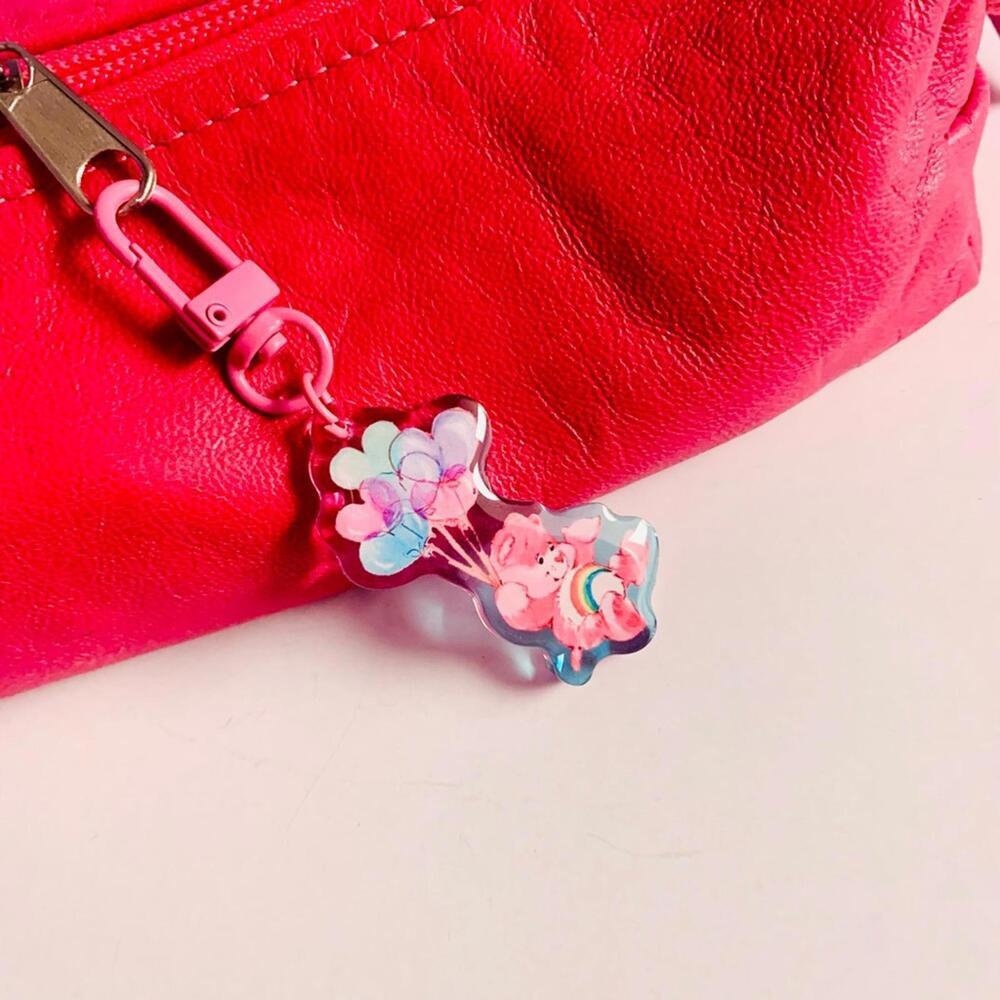 Care Bears Bag Charm Cheer Bear Pastel Ombré Dual Side Keychain Key Holder - Picture 5 of 9